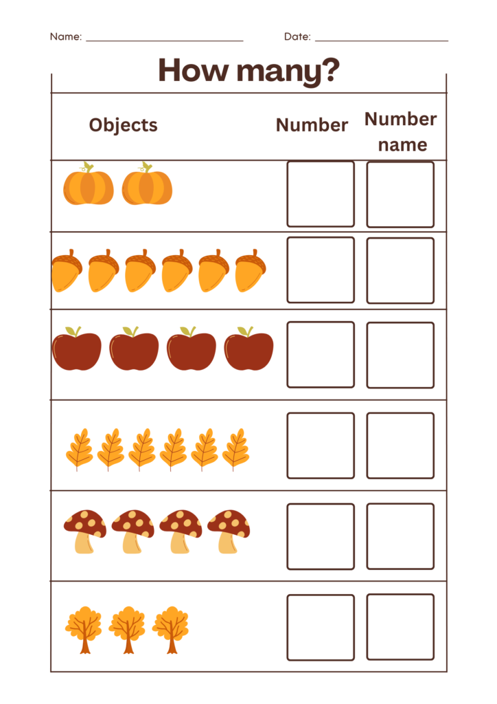 Number name worksheet